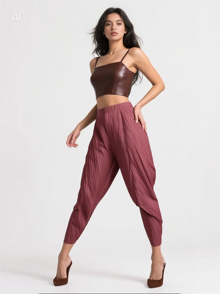 7240024 High Waist Loose Pleated Pants