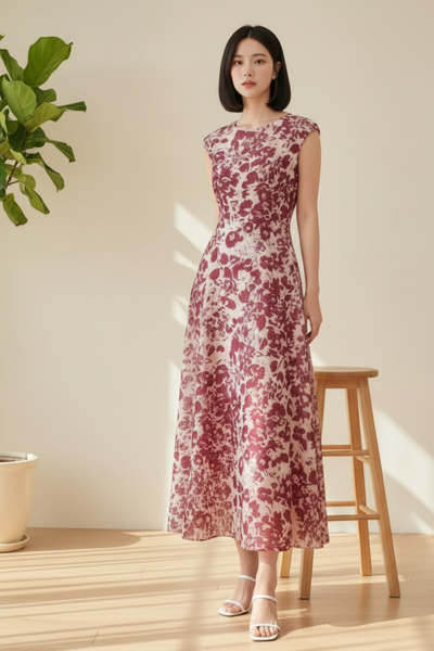 Verdant Blossom Midi Dress