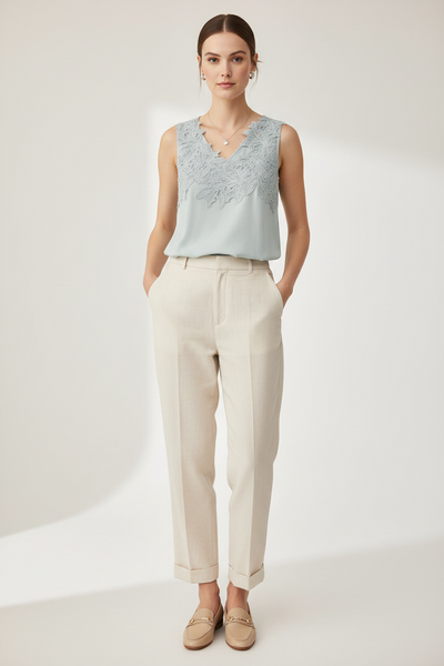 Floral Lace Linen Top