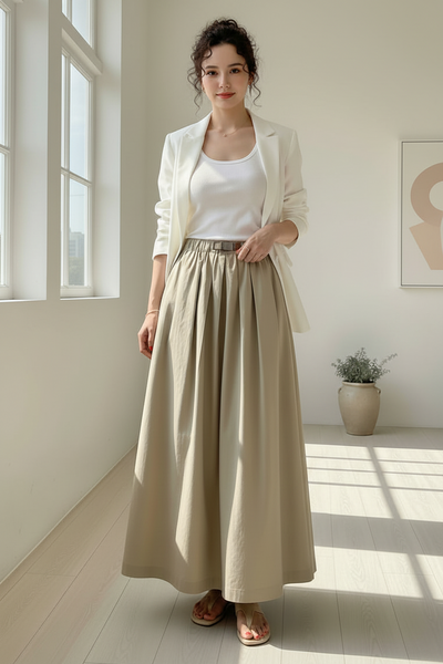 Elastic Waist Flare Skirt