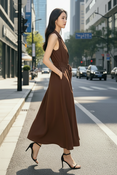 Blanc Button-Front Linen Dress