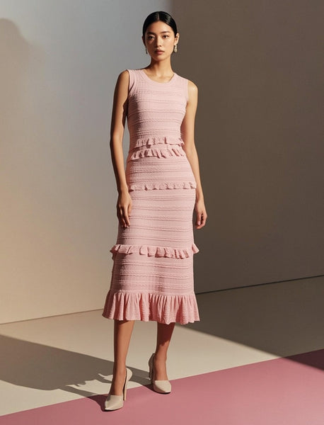 Tiered Ruffle Long Knit Dress