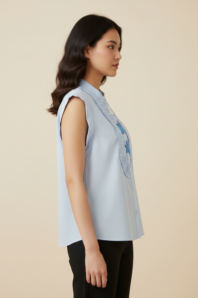 Starry Ruffle Front Blouse
