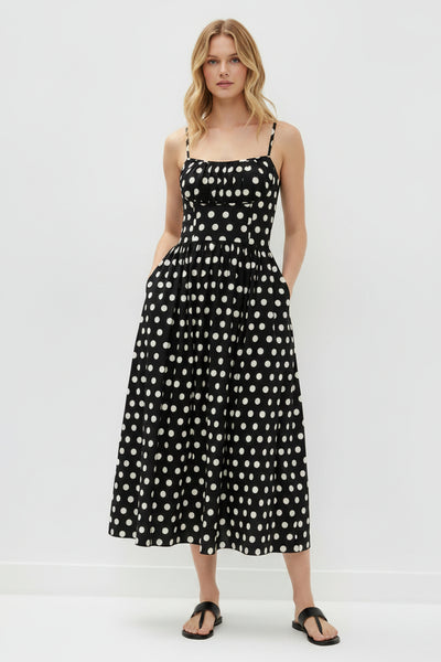 Corset Style Pokka Dots Dress
