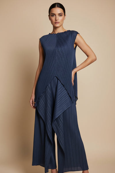 Asymmetric Pleated Pants