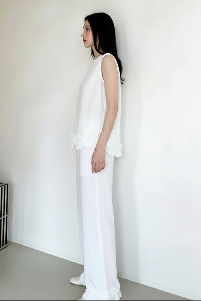 Ruffles Hem Top & Pants Linen Set