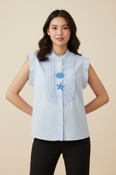 Starry Ruffle Front Blouse