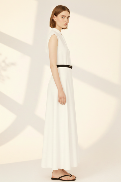 Classic Belted Maxi Dress