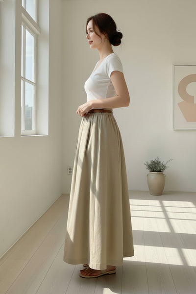 Elastic Waist Flare Skirt