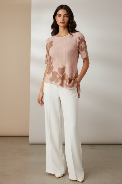 Large Floral Pleated Top