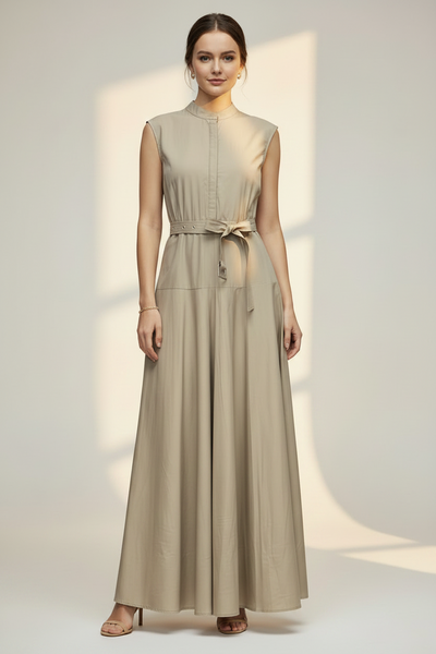 Classic Belted Maxi Dress