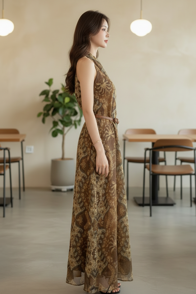 Rustic Floral Midi Dress