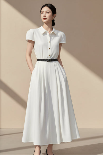 Cap Sleeve Belted Shirt-Dress