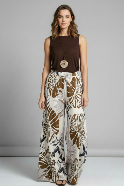 Palm Print Maxi Pants