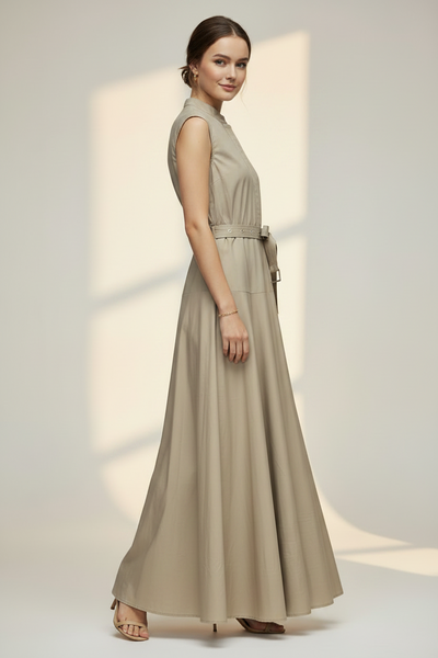 Classic Belted Maxi Dress