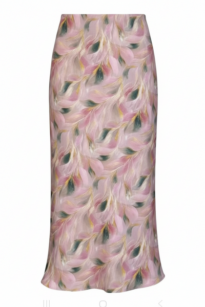 Feather Print Midi Skirt