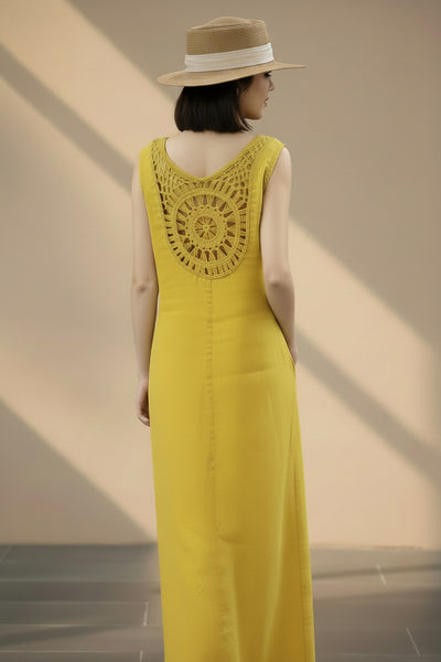 Sunflower Back Detail Linen Dress