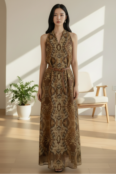 Rustic Floral Midi Dress