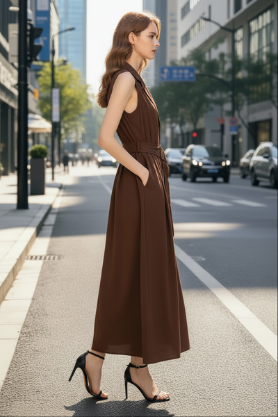 Blanc Button-Front Linen Dress