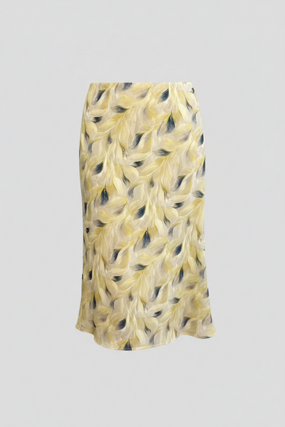 Feather Print Midi Skirt