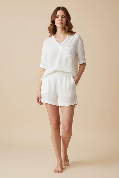 Relaxed Fit Linen Shorts Set