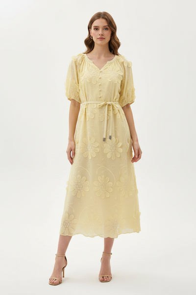 Floral Applique A-line Dress