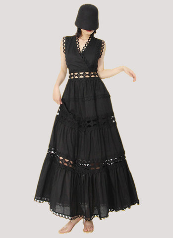 8220014 Eyelet Embroidery Sleeveless Maxi Dress