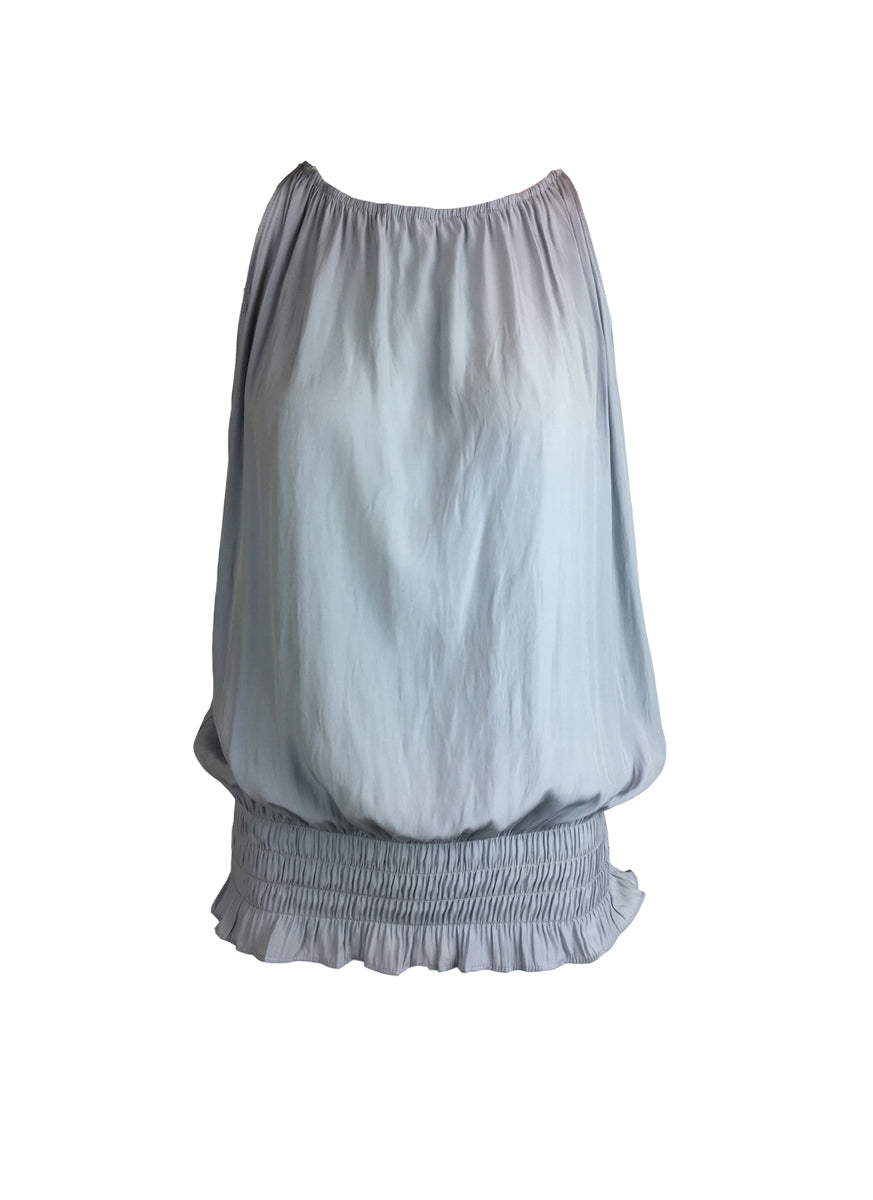 O180027 Gathered Waist Sleeveless Top *Light Blue