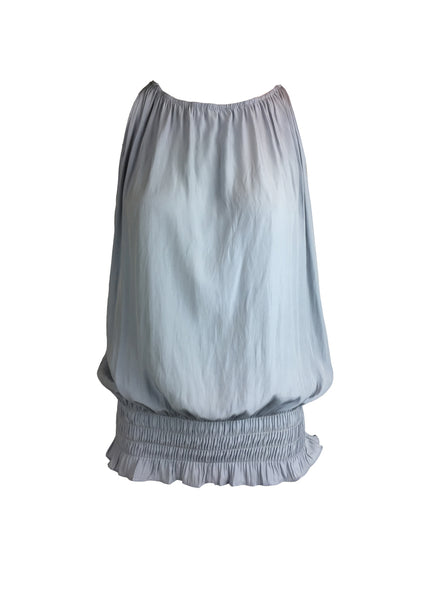 O180027 Gathered Waist Sleeveless Top *Light Blue