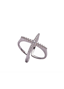 SHA0005 Silver Square Cross Ring