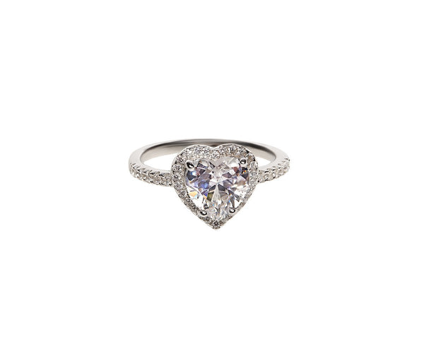 925 Silver Heart Diamond Ring